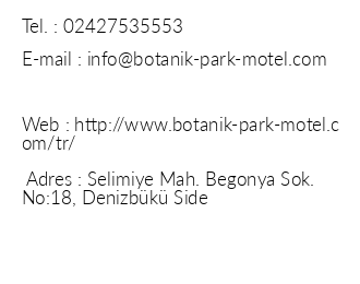 Botanik Park Motel iletiim bilgileri